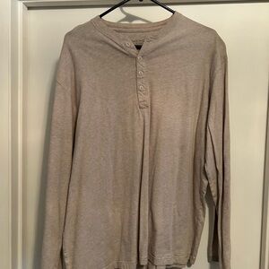 Cherokee Men's Long Sleeve Beige Henley